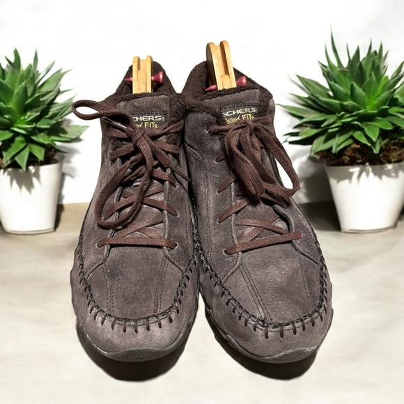 Skechers Soft Bikers Totem Pole Chukka Brown Suede Leather Ankle Boots Shoes 9 - Picture 3 of 5